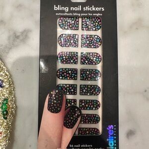 Claire's Black Bling Nail Stickers with Multi-Color Sparkles
